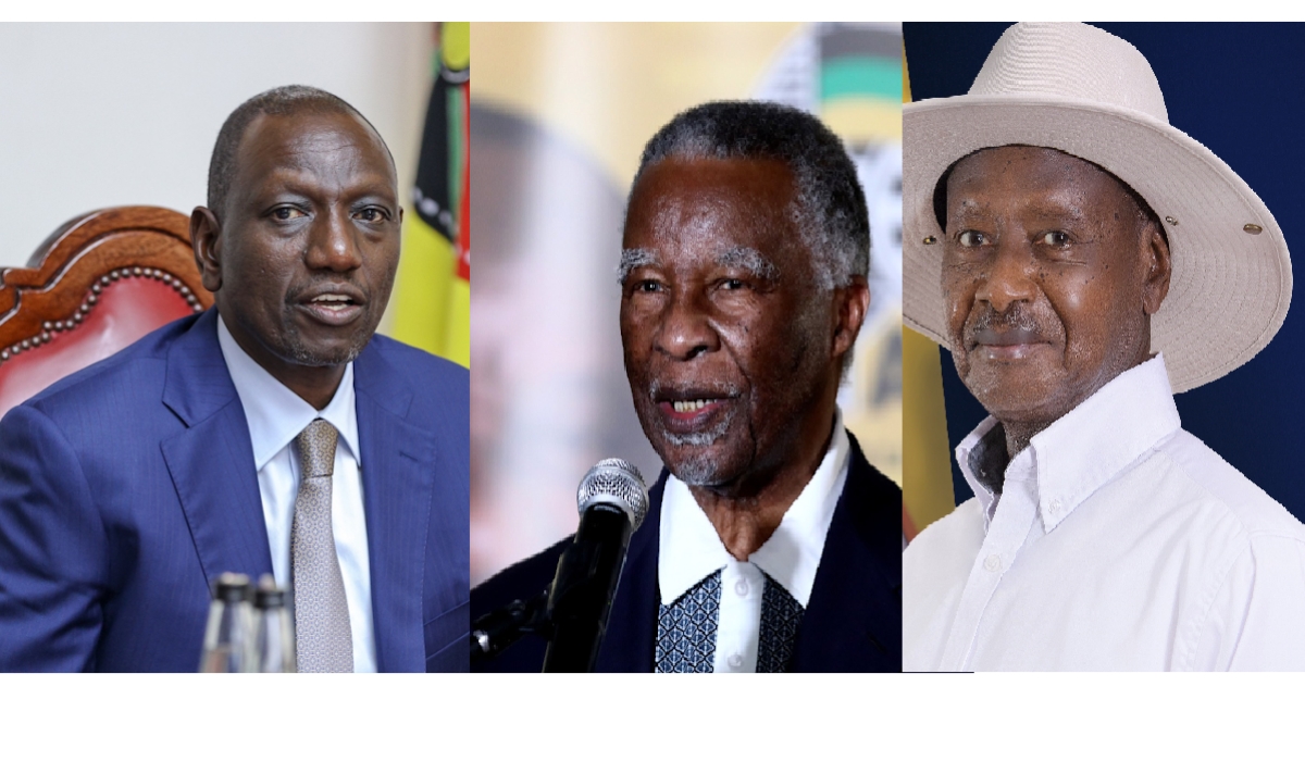 Kenya President William Ruto, Former South African President Thabo Mbeki and Ugandan President Yoweli Kaguta Museveni. File