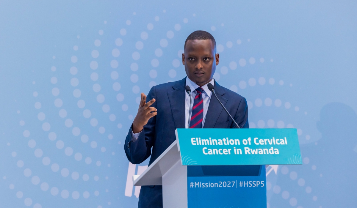 Minister of State in the Ministry of Health Yvan Butera speaks at the launch of the fifth Heath Sector Strategic Plan in Kigali, on Friday, January 31.