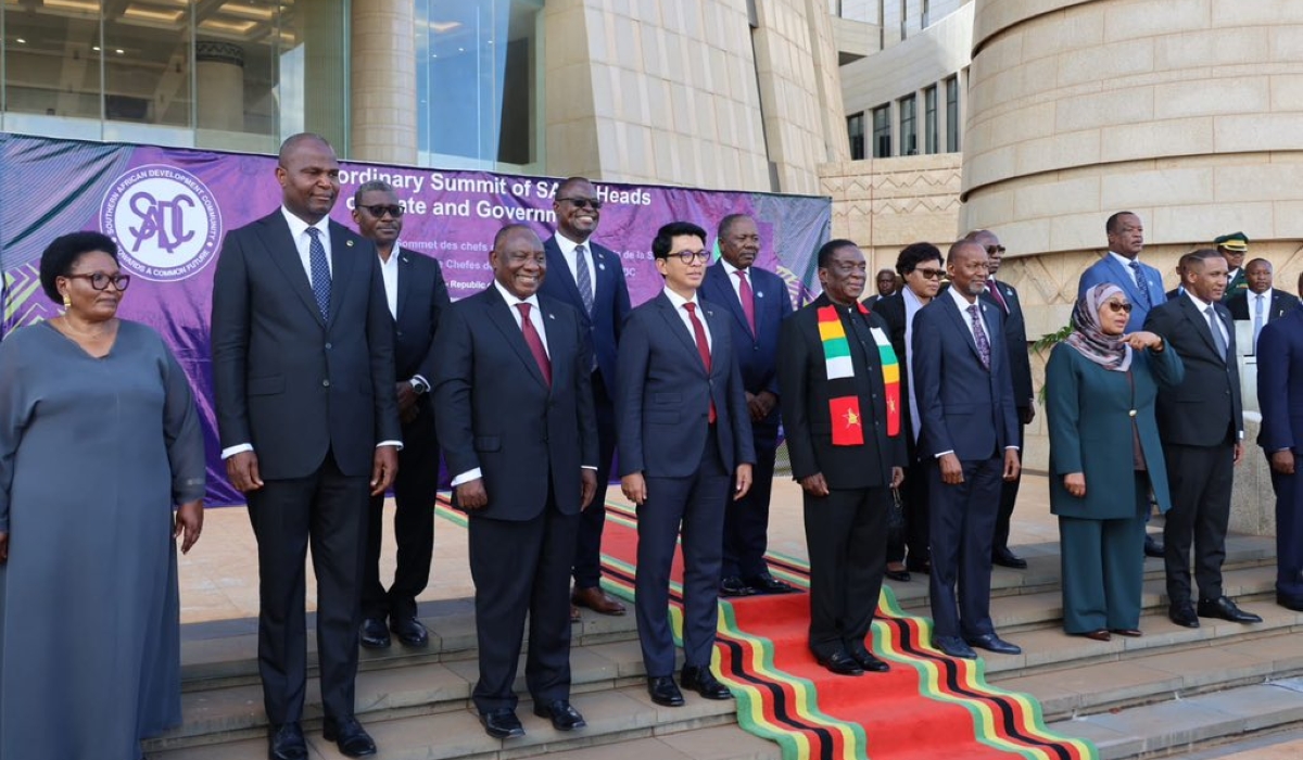 Southern African Development Community (SADC) leaders after a meeting on the security situation in DR Congo, in Zimbabwe on Friday, January 31. Courtesy