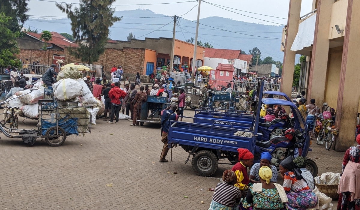 A view of the movement of goods and people at La Petite Barrière border crossing between Rwanda and DR Congo, one week after AFC-M23 rebels captured Goma. Germain Nsanzimana