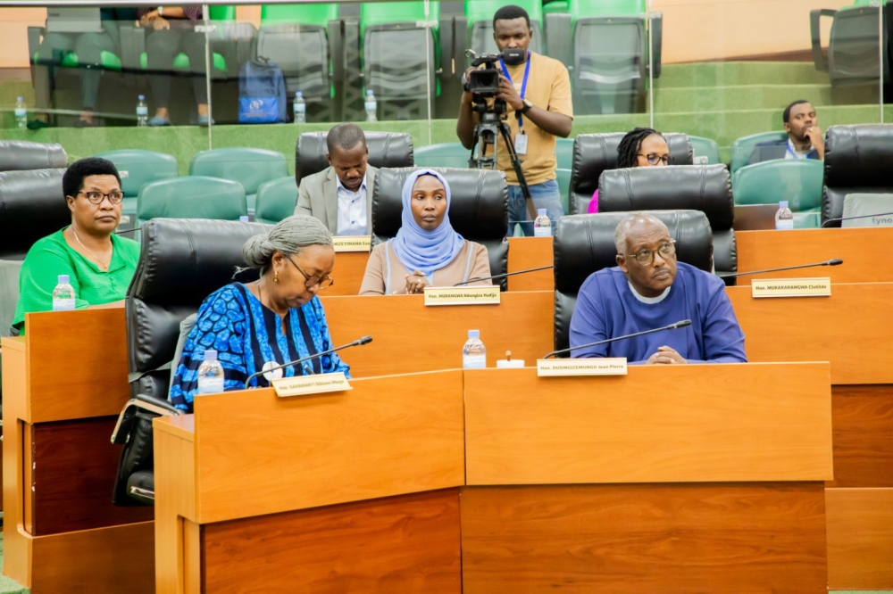 Senators follow a presentation of the committee’s chairperson Hadija Ndangiza. Courtesy