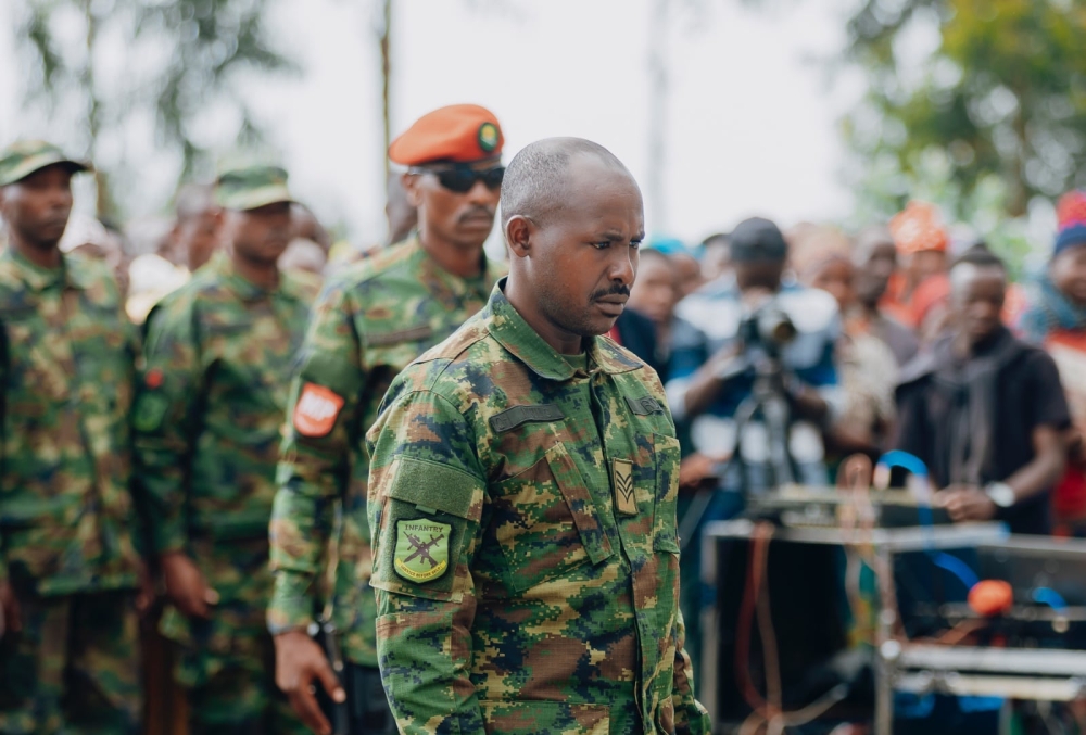 Sergeant Gervais Minani was sentenced to life in prison after a military tribunal found him guilty of premeditated murder of five civilians in Nyamashake District in November 2024. Courtesy