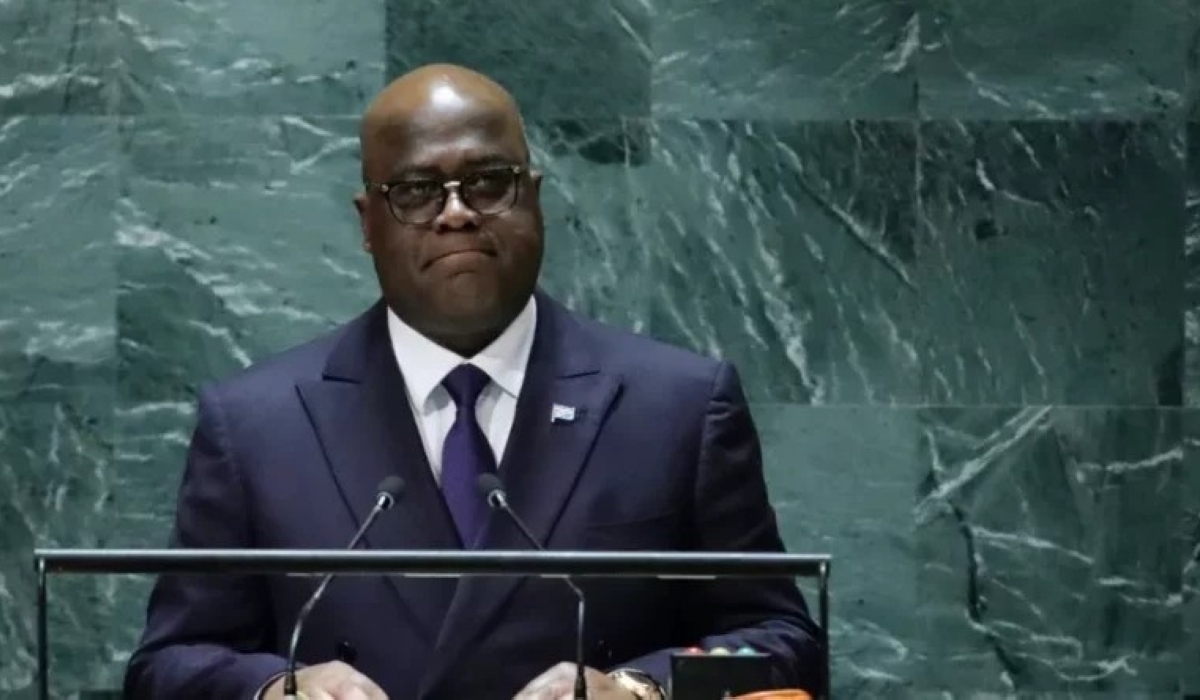 President of DR Congo Felix Tshisekedi addressing the United Nations General Assemby.