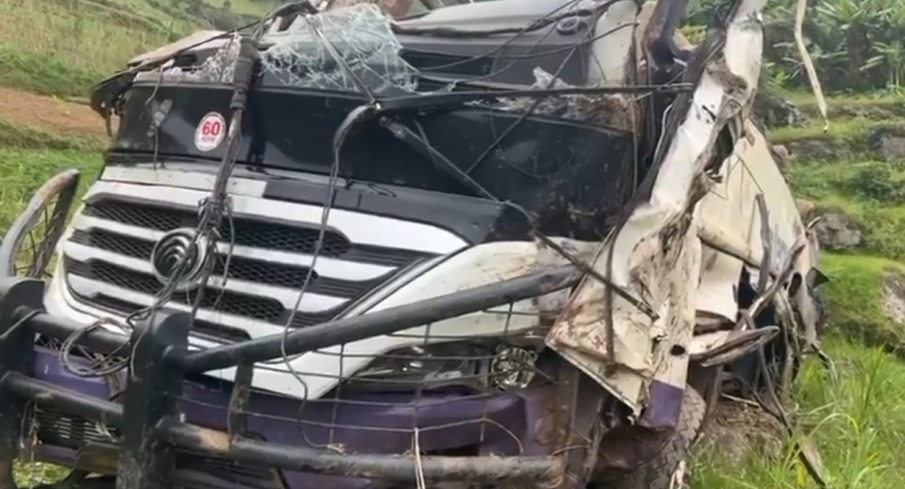 A bus veered off the road and rolled over a slope in Rulindo District on Tuesday, February 11, killing at least 14 people.
