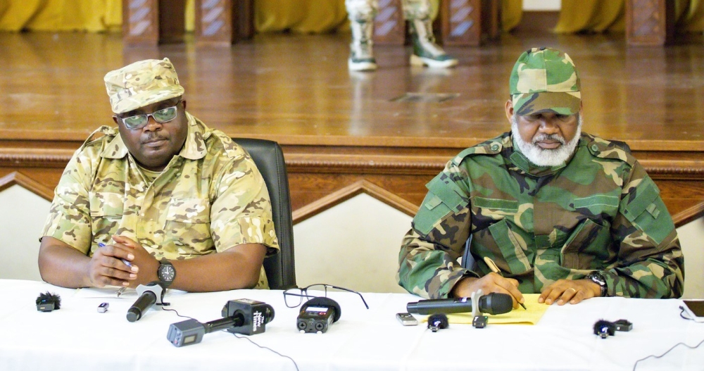 Bertrand Bisimwa, M23&#039;s political leader and Corneille Nangaa, the leader of a political-military coalition, Alliance Fleuve Congo (AFC) during a press conference in Goma on Thursday, January 30. Emmanuel Dushimimana