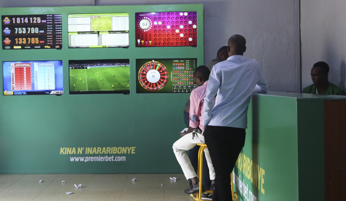Gamblers playing in Kigali.  The government has increased the tax on Gross Gambling Revenue (GGR) from 13% to 40%. Sam Ngendahimana