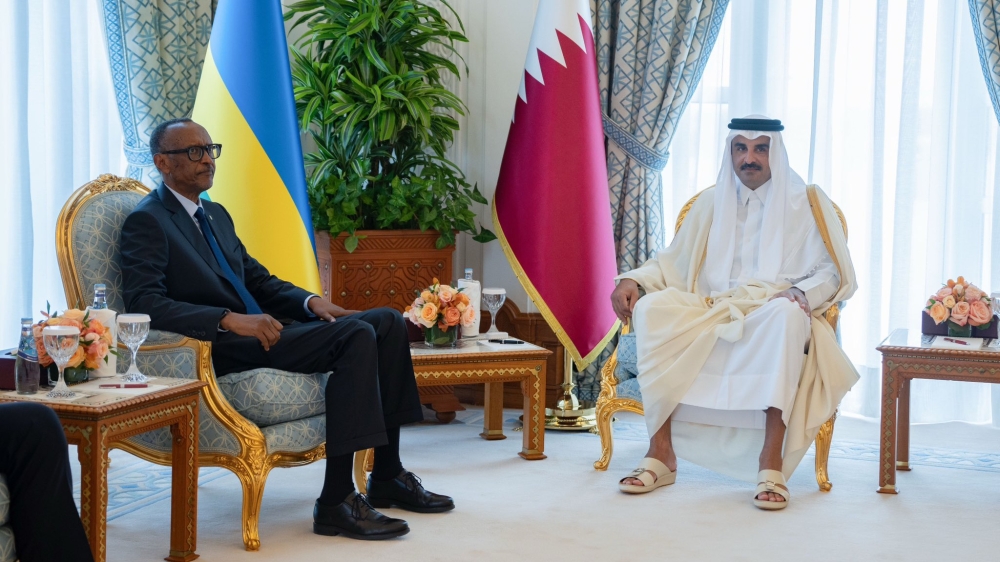 President Kagame meets with the Emir of Qatar, Tamim bin Hamad Al Thani in Doha on Wednesday, February 12.Qatar has approved a draft agreement on mutual visa waiver allowing free entry for holders of Rwandan ordinary