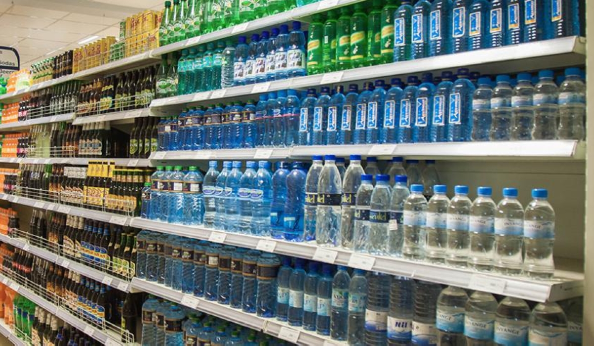 Single-use plastic bottles in a supermarket in Kigali. Imported goods packaged in plastic materials and single-use products will pay an extra tax starting in July. PHOTO BY CRAISH BAHIZI