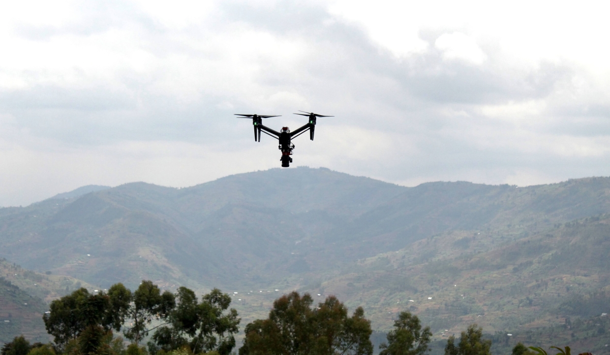 A drone being used to tackle illegal mining, especially in hard-to-reach areas. Charis UAS drone landscape.
