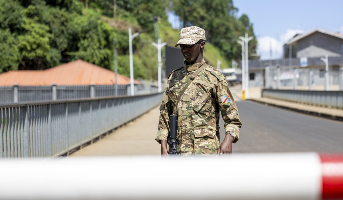 An M23 fighter seen at the Rusizi 1 Border Post in Bukavu city in eastern DR Congo. Photo by Olivier Mugwiza