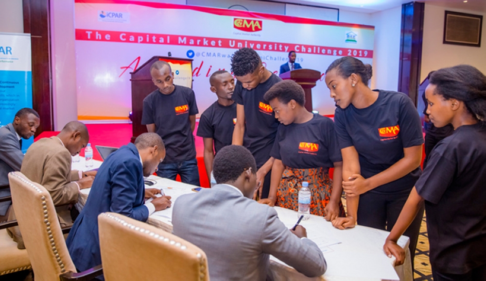 Participants of the 11th edition of Capital Market University Challenge. Rwanda plans to establish a Capital Market Academy, an initiative meant for building a skilled workforce.