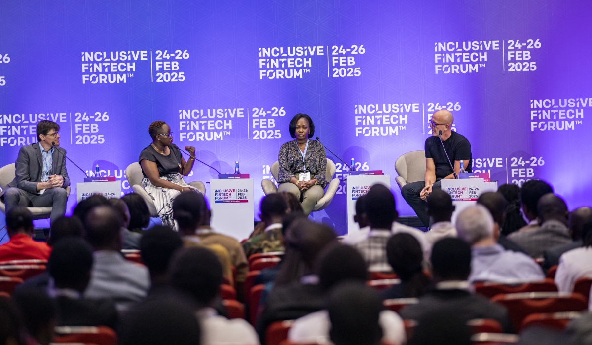 Panelists engage in a discussion during the second edition of Inclusive Fintech Forum (IFF) on Monday, February 24. Photos by Dan Gatsinzi