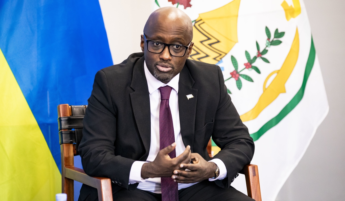 The Minister of Foreign Affairs and International Cooperation olivier Nduhungirehe during an  interview on  October 30, 2024. Photo by Emmanuel Dushimimana 