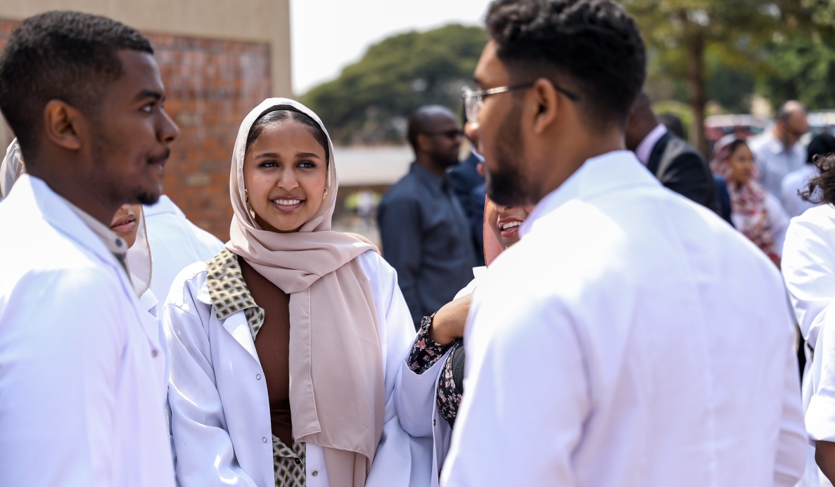 Some  of the 160 students from Sudan, interact at a reception event to welcome them to Rwanda, on Wednesday, August 2. All photos by Olivier Mugwiza