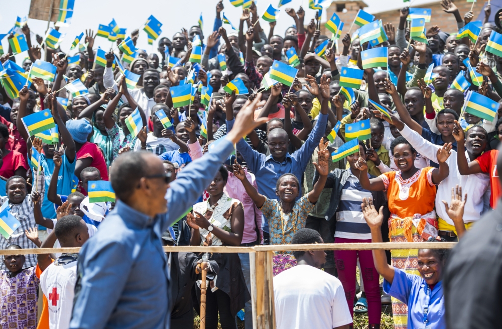 President Kagame greets  thousands of residents during his outreach in Kibingo ground Ruhango District, on August 25, 2022. File
