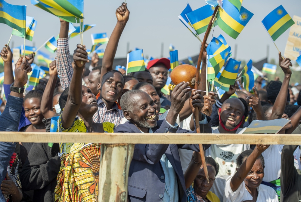 Thousands of residents during President Kagame&#039;s outreach at Kibingo ground in Ruhango District, on August 25, 2022. File