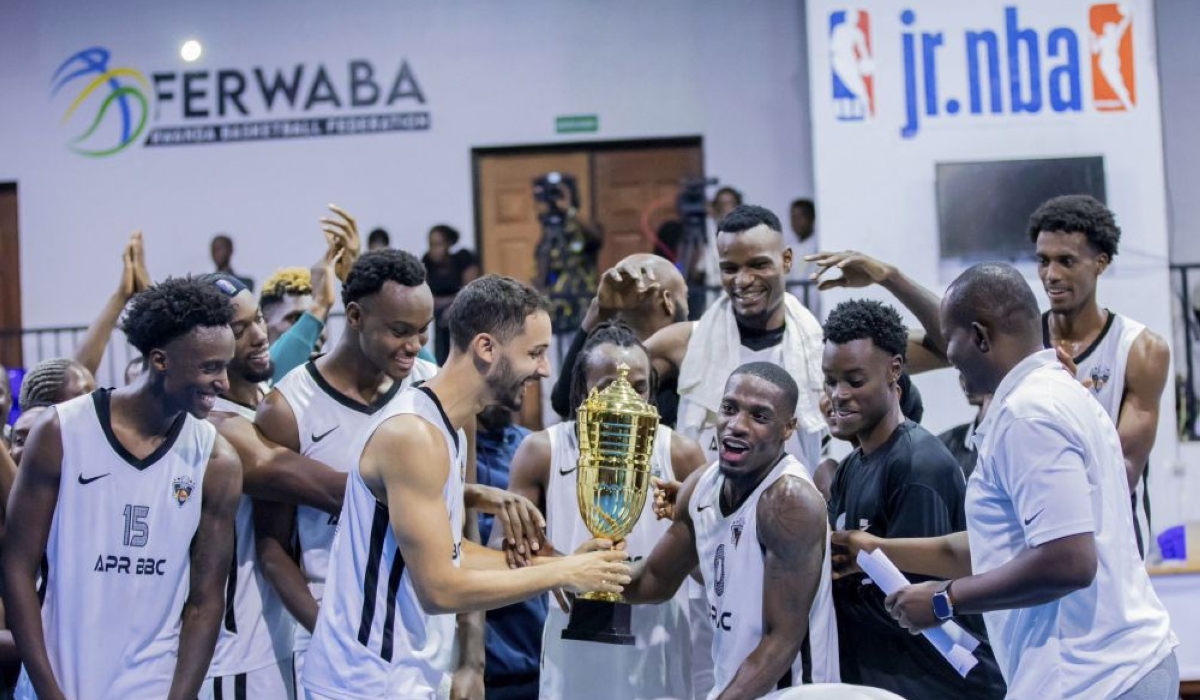 APR won the inaugural Rwanda Cup trophy in 2024 after beating REG in the men&#039;s final-File