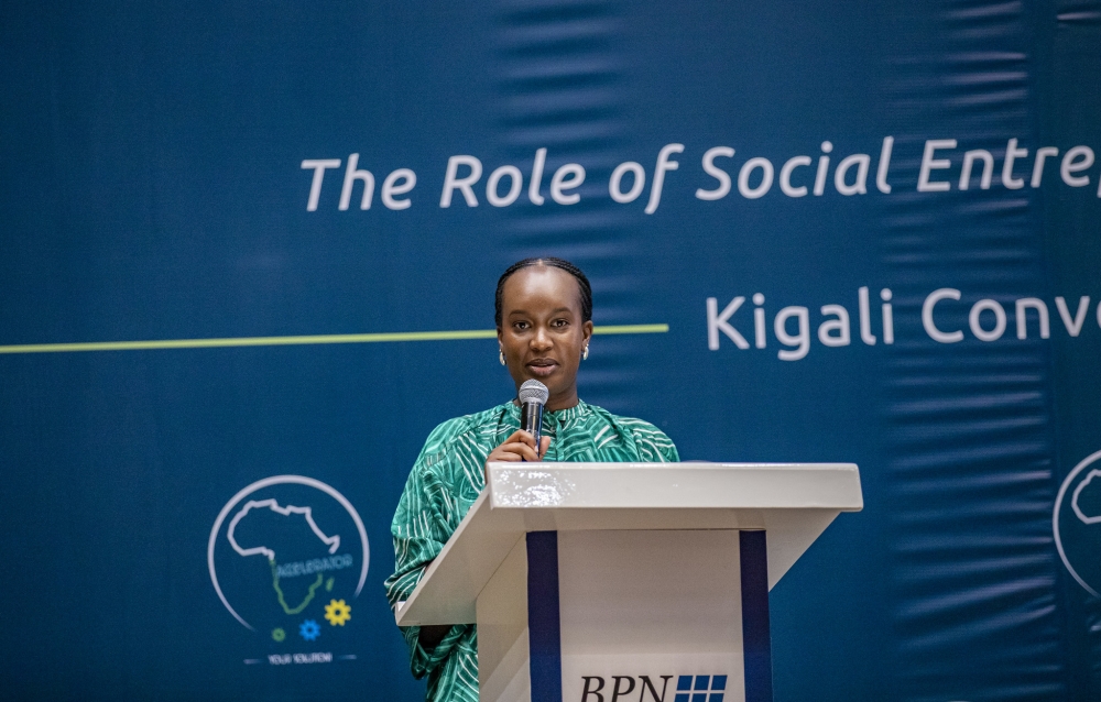 Elodie Shami, the Director General of Imbuto Foundation, addresses participants during a workshop held on March 10. Photos by Dan Gatsinzi