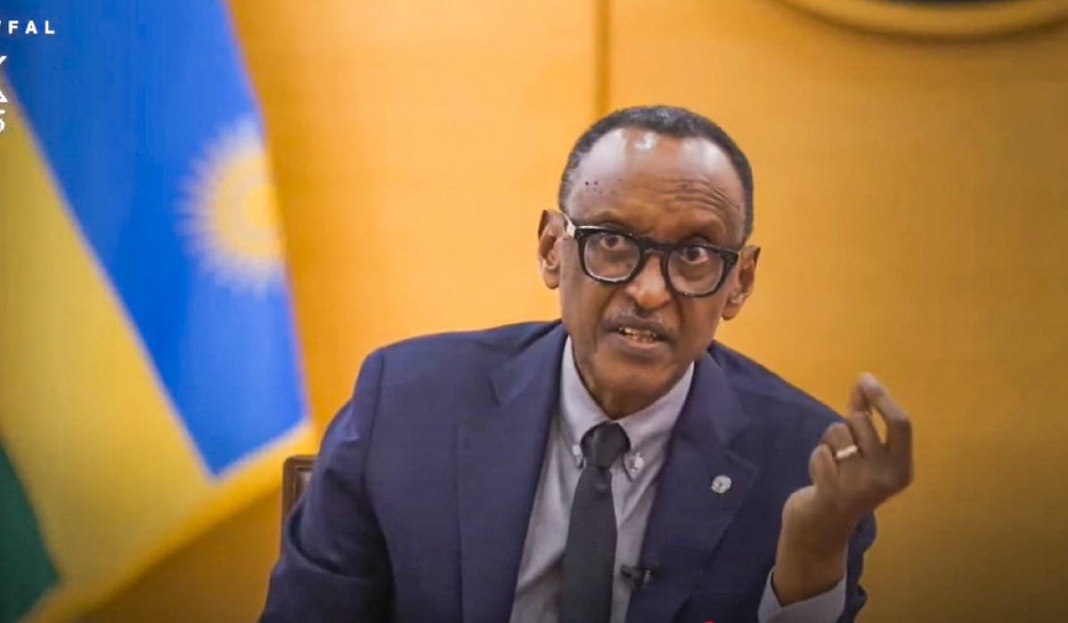 President Kagame during an interview with Mario Nawfal, an American blogger and host of one of the largest social media shows. COURTESY