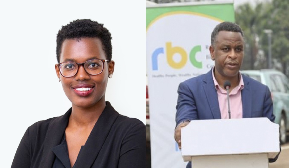 Noella Bigirimana, the Deputy Director General of Rwanda Biomedical Centre, and Theo Principe Uwayo, RBC&#039;s Chief Finance Officer. Courtesy