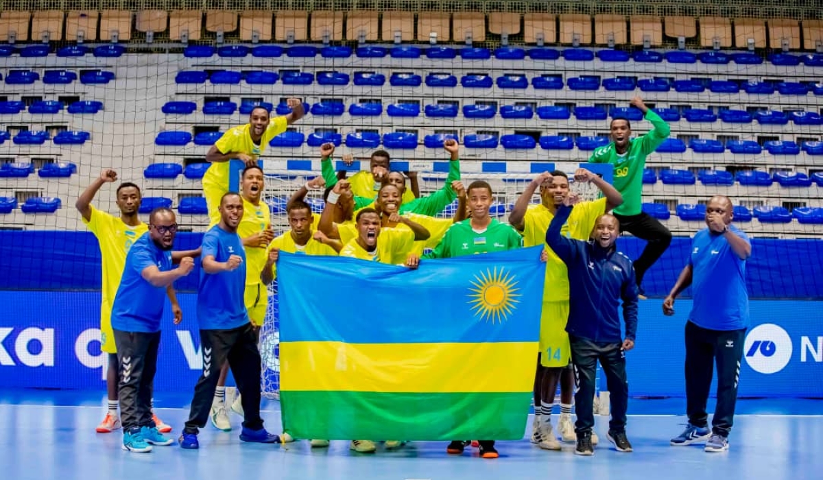Team Rwanda celebrates the bronze medal.