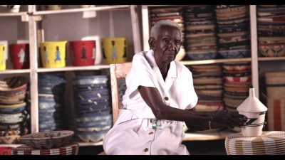 Catheline Bwinturo, 98, a basket weaver in Mpanda village, Byimana sector, Ruhango district. She is a living archive of Rwanda’s cultural heritage. Photos: Courtesy