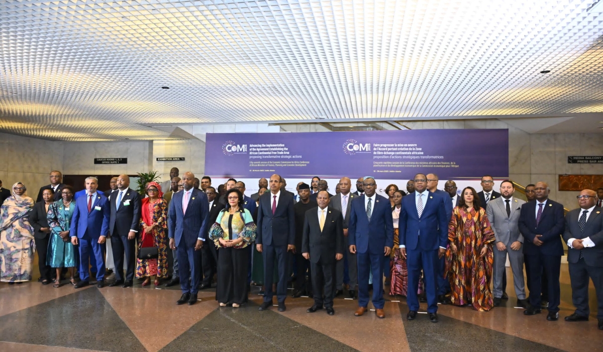 Delegates pose for a photo at the 57th Conference of African Ministers of Finance, Planning and Economic Development session.