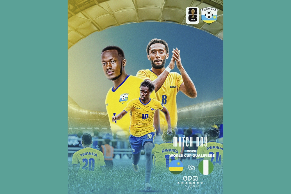 The match between Amavubi and the Super Eagles of Nigeria will kick off at 6 PM at Amahoro Stadium.