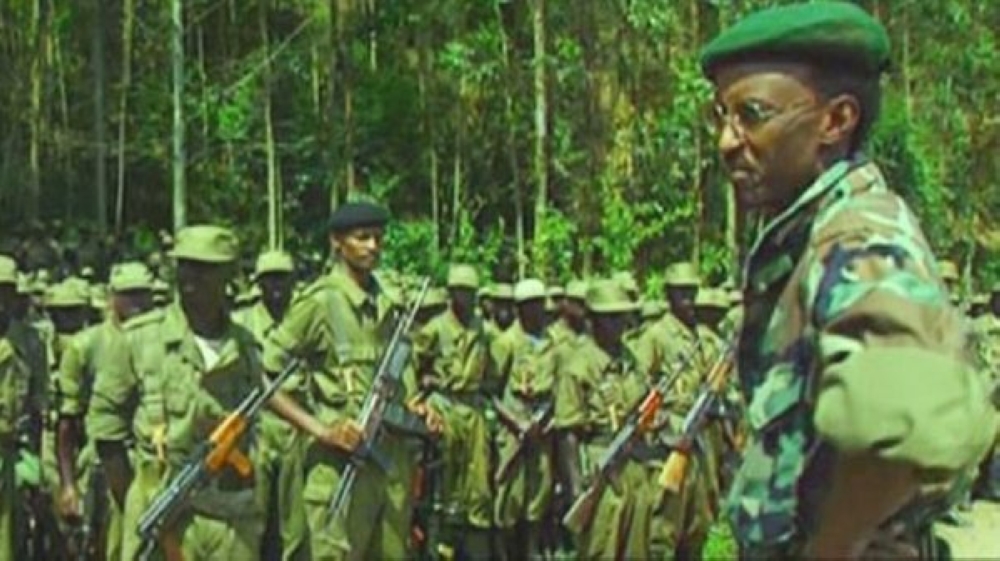 Picture dates 1993, when President Paul Kagame, then RPA/F Inkotanyi Chairman of the High Command briefed RPA battalion of 600 battle-hardened soldiers, before they departed to Kigali on 28.12.1993.