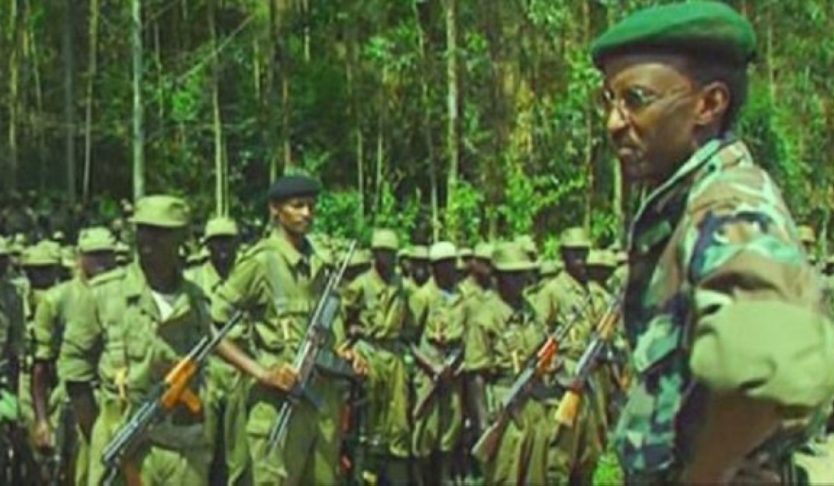 Picture dates 1993, when President Paul Kagame, then RPA/F Inkotanyi Chairman of the High Command briefed RPA battalion of 600 battle-hardened soldiers, before they departed to Kigali on 28.12.1993.