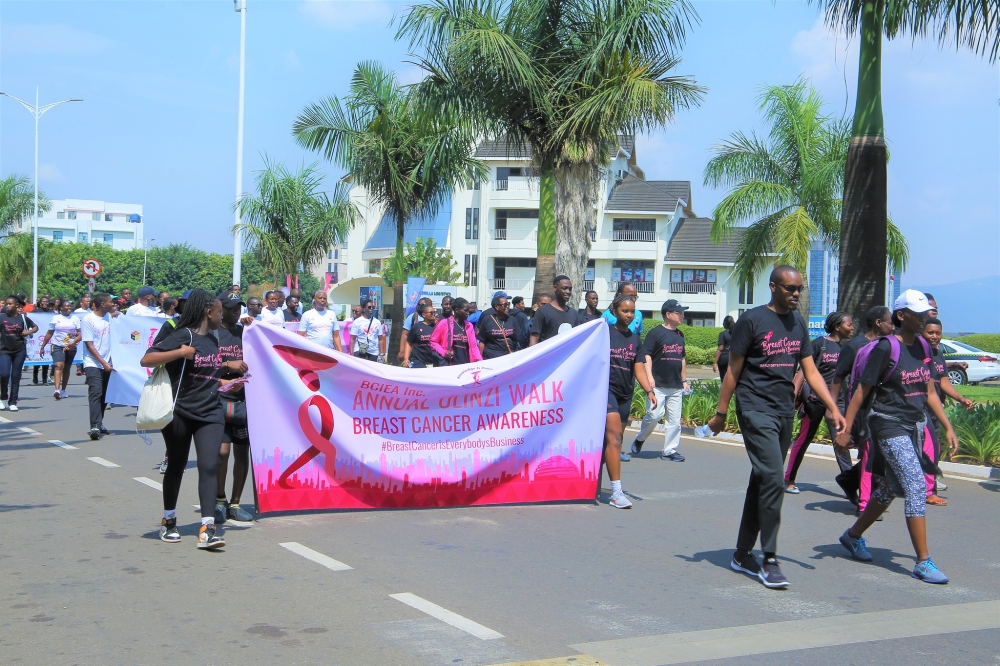 Participants during an awareness campaign on Breast Cancer in Kigali.