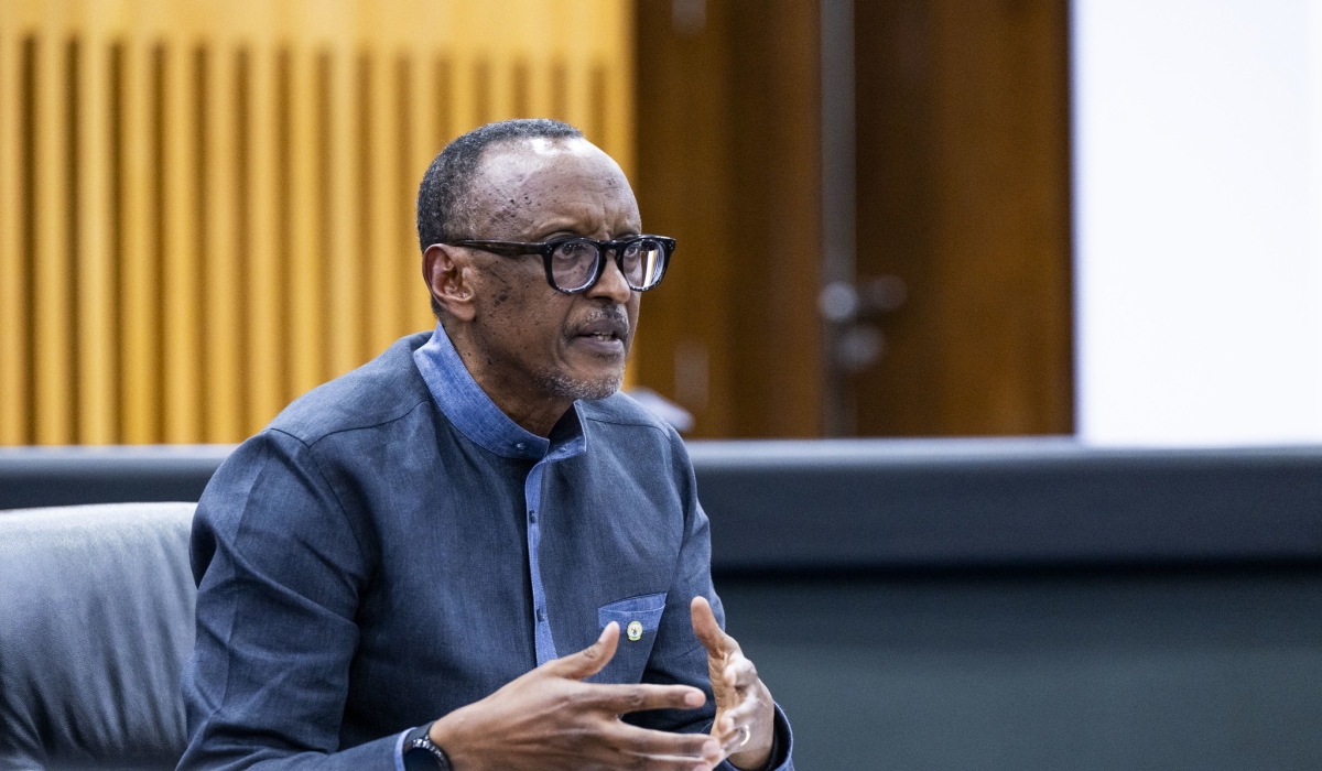 President Kagame addresses a virtual EAC-SADC summit on the situation in eastern DR Congo on Monday, March 24. Photo by Village Urugwiro