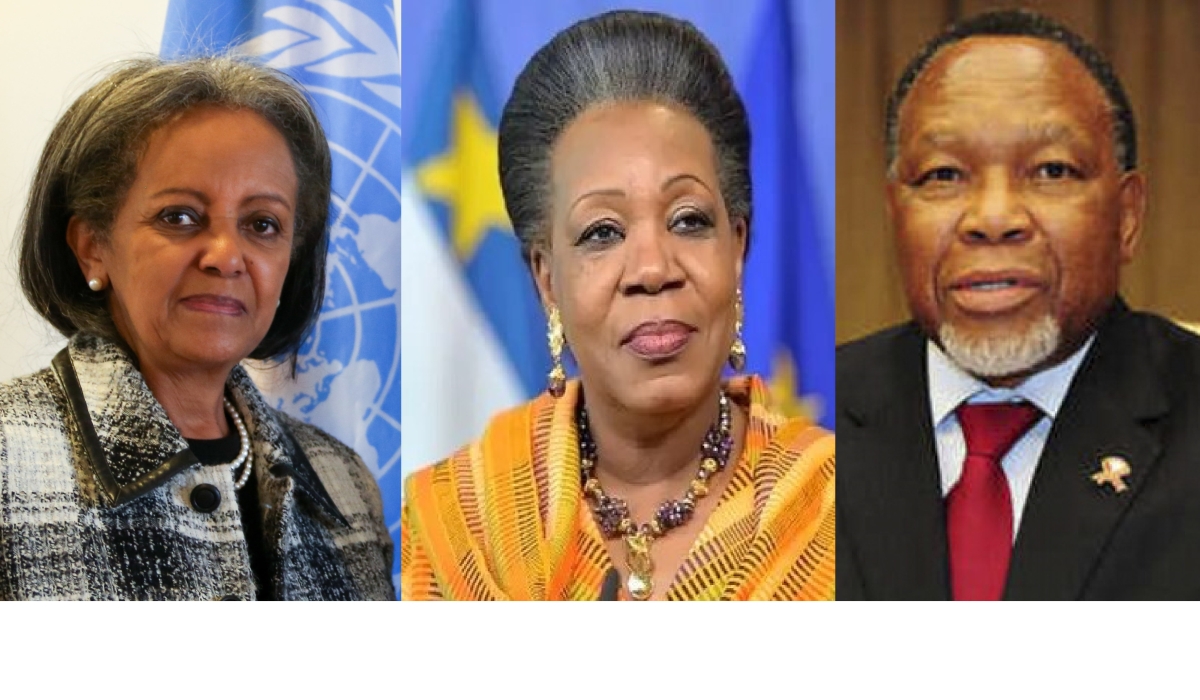 (L-R) Sahle-Work Zwelde the former President of Ethiopia, Catherine Samba Panza former President of the Central African Republic and  Kgalema Motlanthe from South Africa.