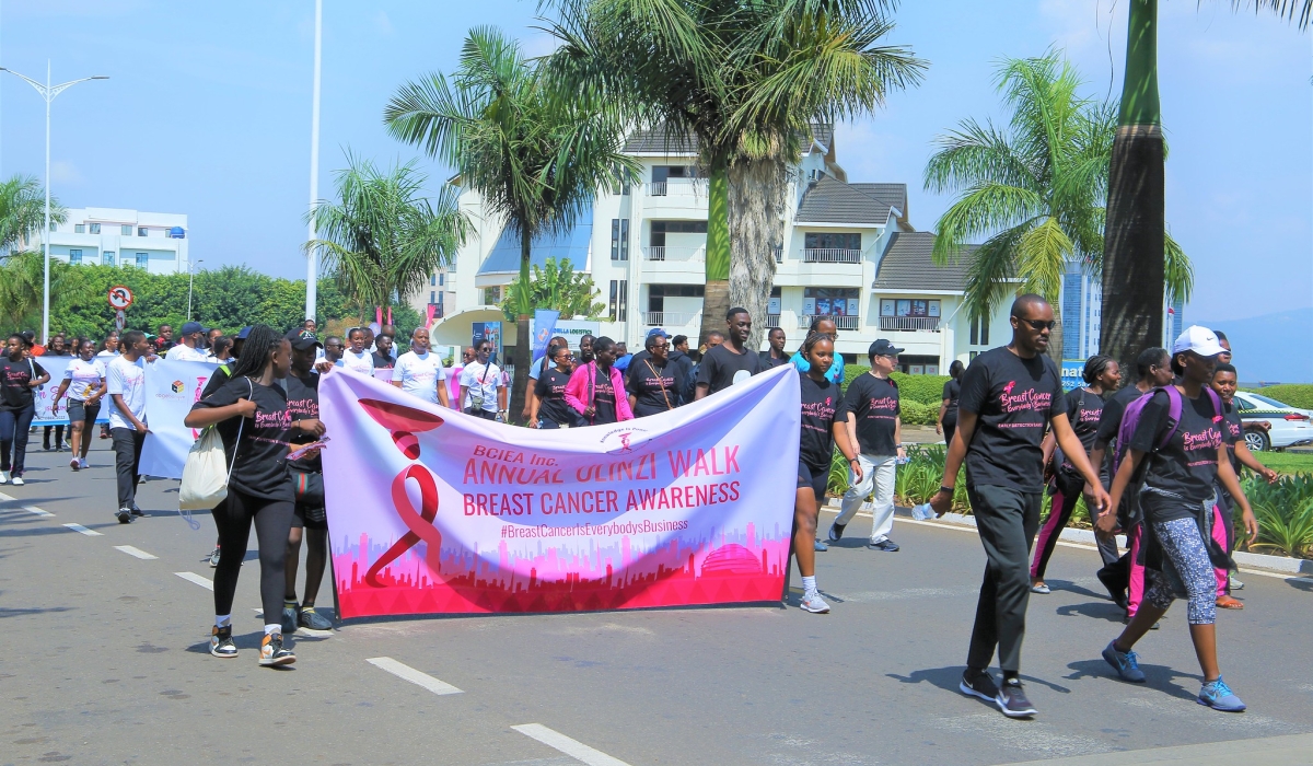 Participants during an awareness campaign on Breast Cancer in Kigali.