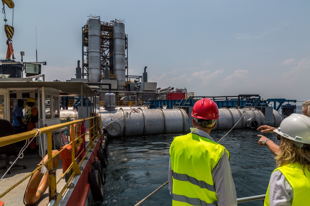 Visitors at Kivuwatt project in Lake Kivu. The government has unveiled a comprehensive Lake Water Use Master Plan for five key lakes—Kivu, Muhazi, Mugesera, Ruhondo, and Burera. Sam Ngendahimana