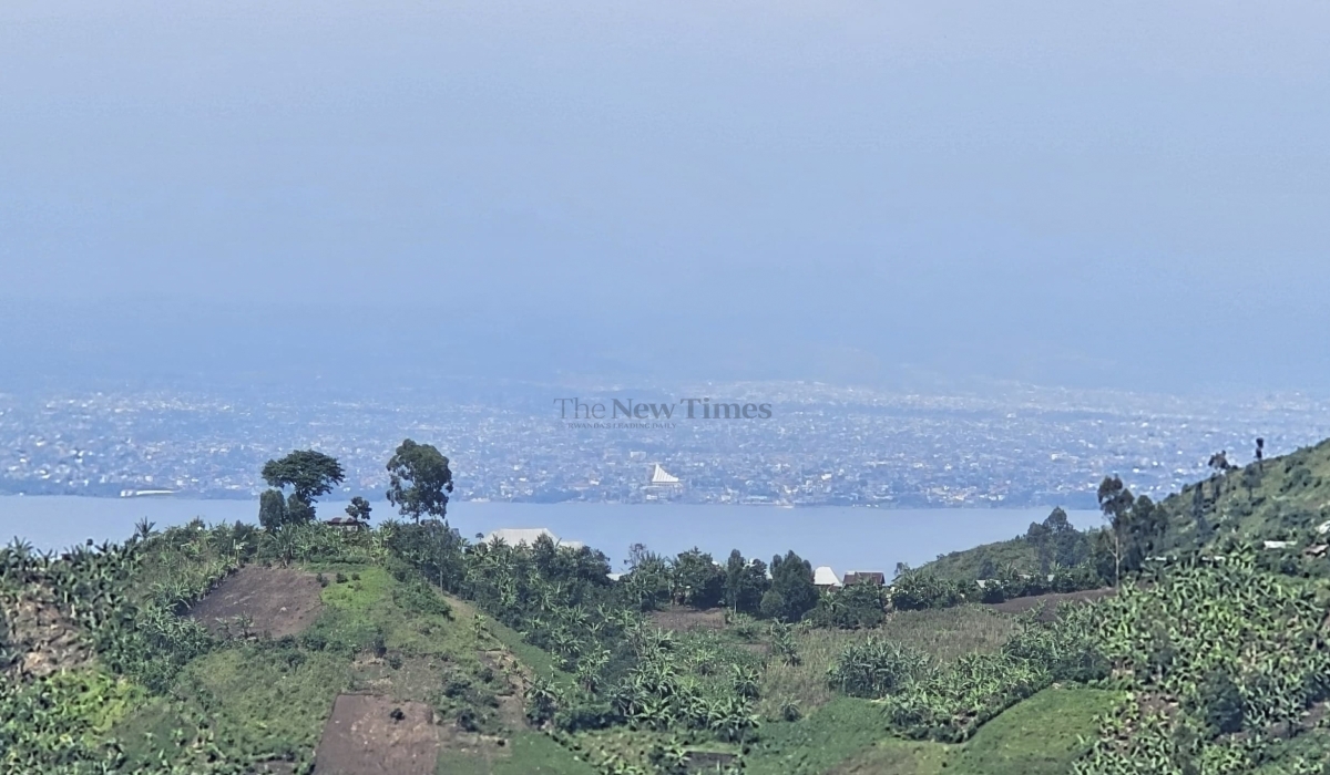 A view of Goma from the strategic hill of Gatare in Minova in Kalehe territory, South Kivu province, as captured on March 22. Photos by James Munyaneza