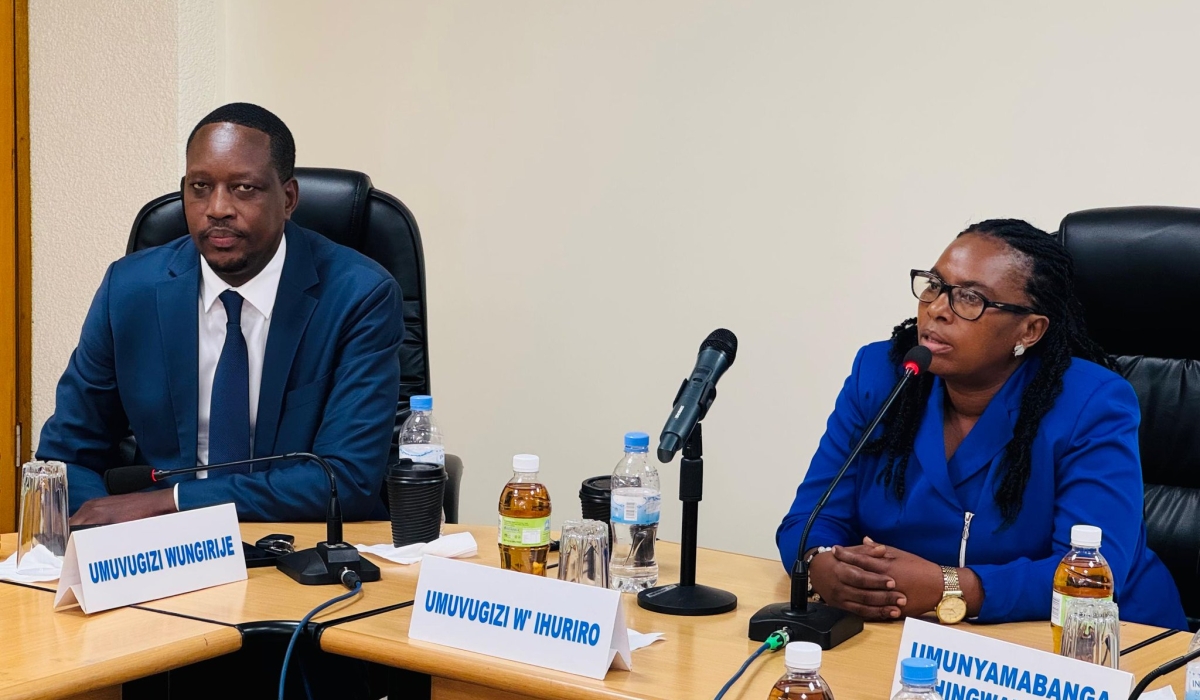 Christine Mukabunani, the newly re-elected National Consultative Forum of Political Organisations (NFPO) spokesperson addresses members during the meeting. Courtesy