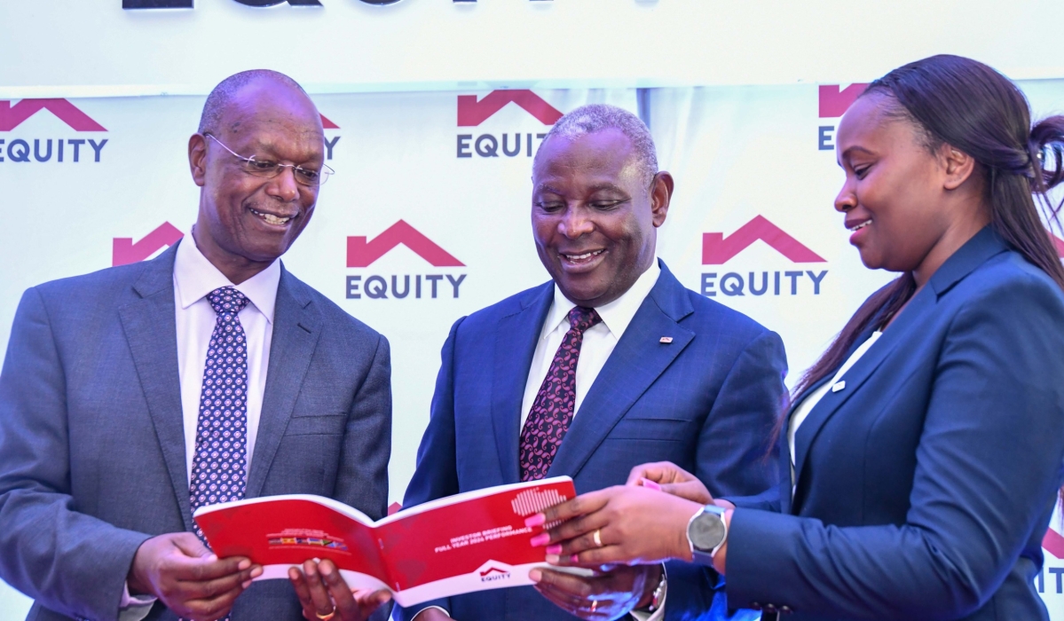 From L-R: Equity Group Chairman, Prof. Isaac Macharia, Equity Group Managing Director and CEO, Dr. James Mwangi, and Equity Group Foundation Director Operations, Dr. Joanne Korir during the Full Year 2024 Investor Briefing event.
