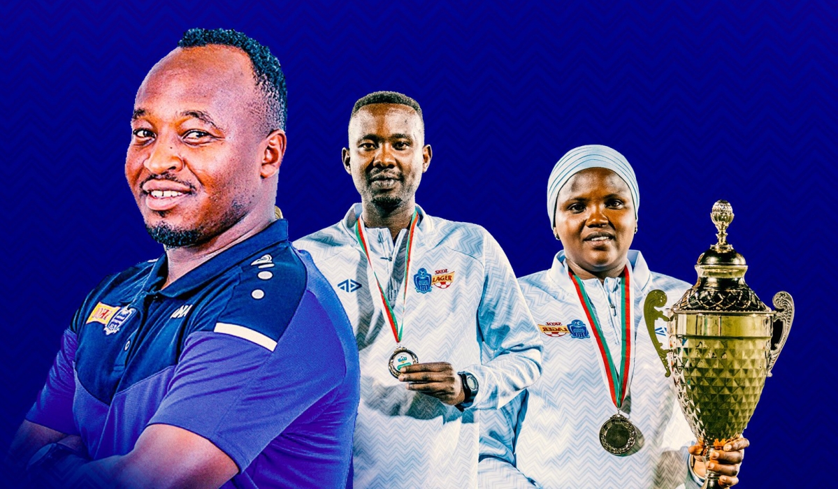 Iquel Fleury Rudasingwa (C) has been appointed new coach of Rayon Sports women&#039;s team, taking pover from Claude Rwaka (L) who was named assistant coach of the men&#039;s team-courtesy