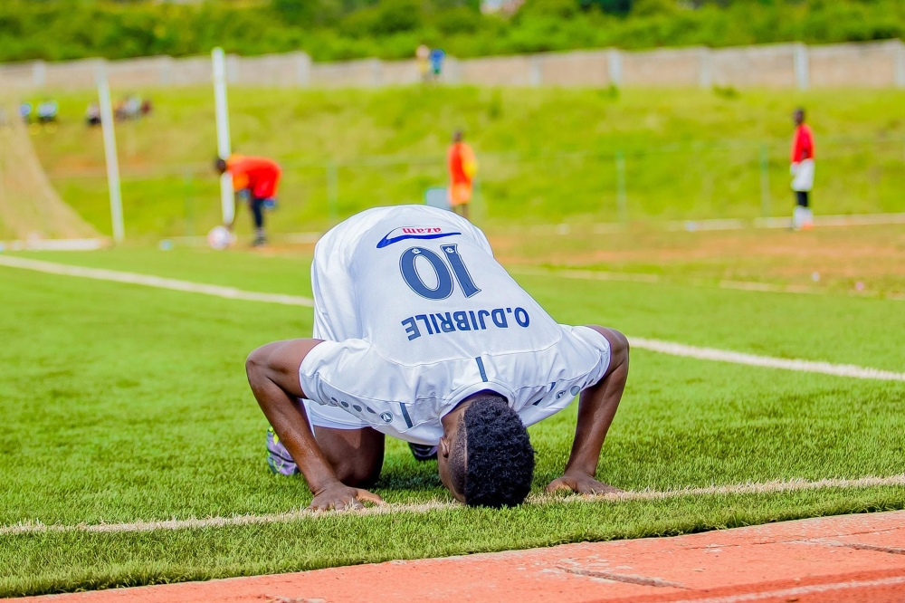 Djibril Ouatarra celebrates his winner against Bugesera FC.