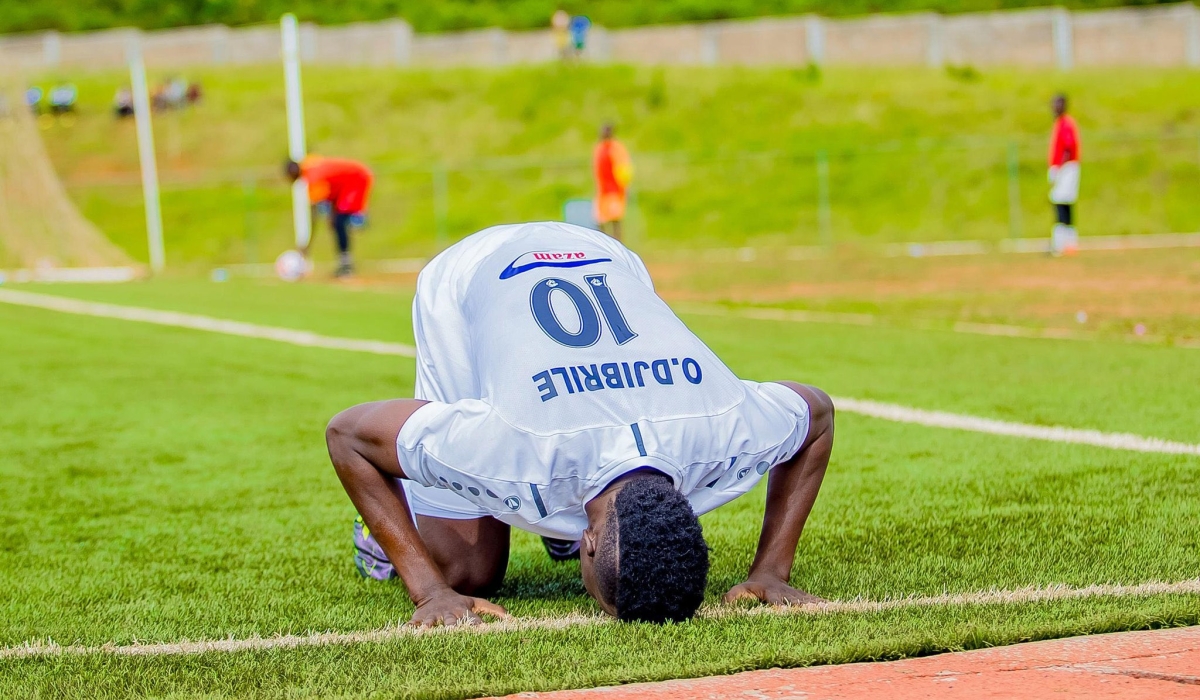 Djibril Ouatarra celebrates his winner against Bugesera FC.