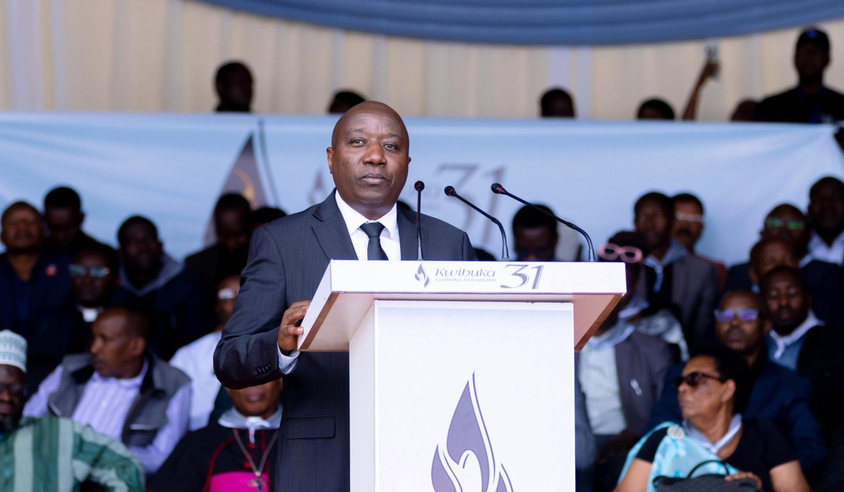 Speaking at #Kwibuka31 in Busogo, Prime Minister Dr. Ngirente emphasized the need for security within families, communities, and the nation. Photo by Primature Rwanda