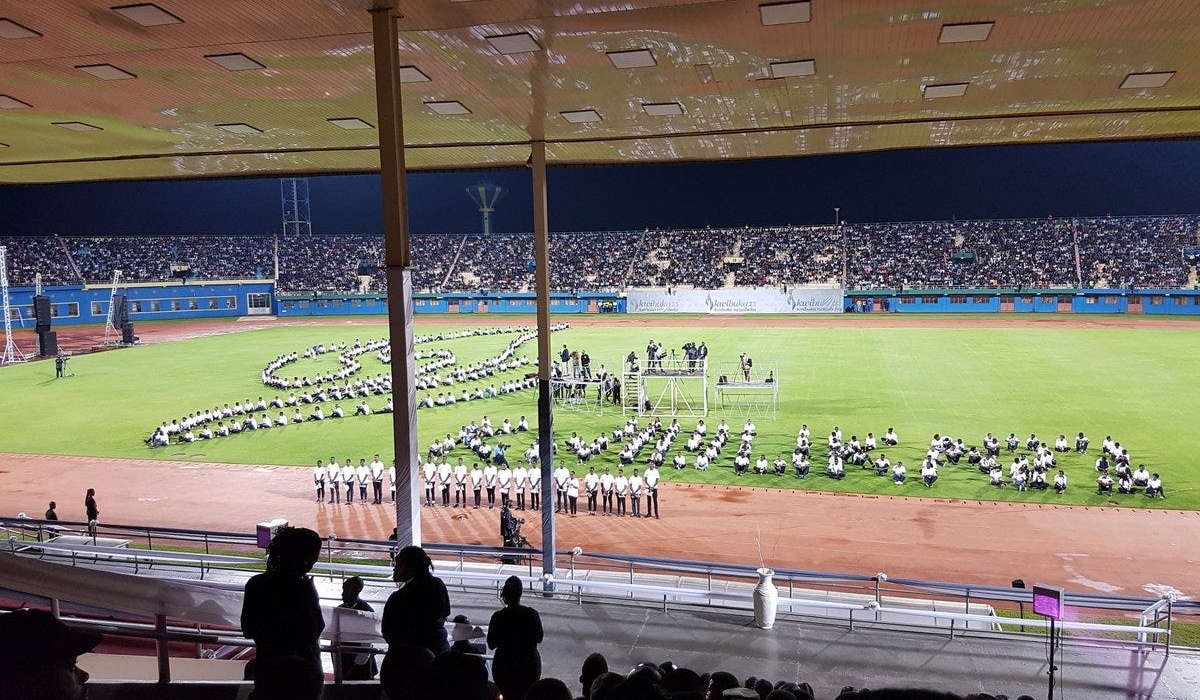 Genocide commemoration ceremonies at Amahoro Stadium back in 2017, which the writer attended.