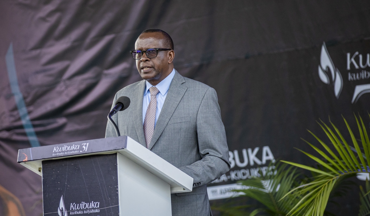 The Minister of National Unity and Civic Engagement, Jean-Damascène Bizimana delivers his remarks