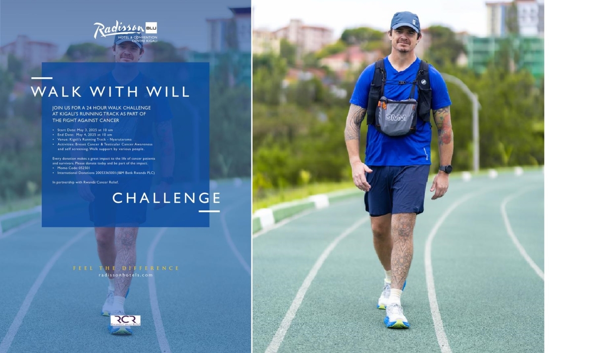 Radisson Blu Hotel and Kigali Convention Centre is once again partnering with Will Wilson, a wildlife and bird photographer, and Rwanda Cancer Relief to host the ‘Walk with Will’ initiative.