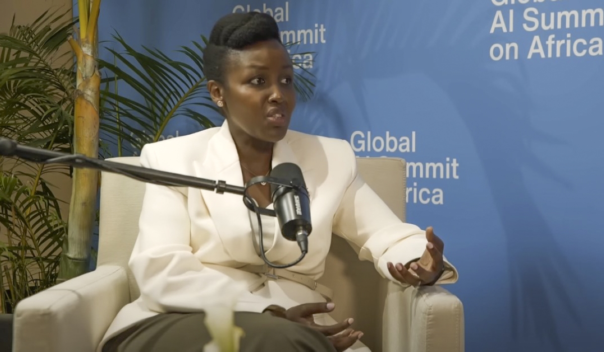 Paula Ingabire, the Minister of ICT and Innovation, during a podcast interview by The Rundown that was released on April 15. Courtesy