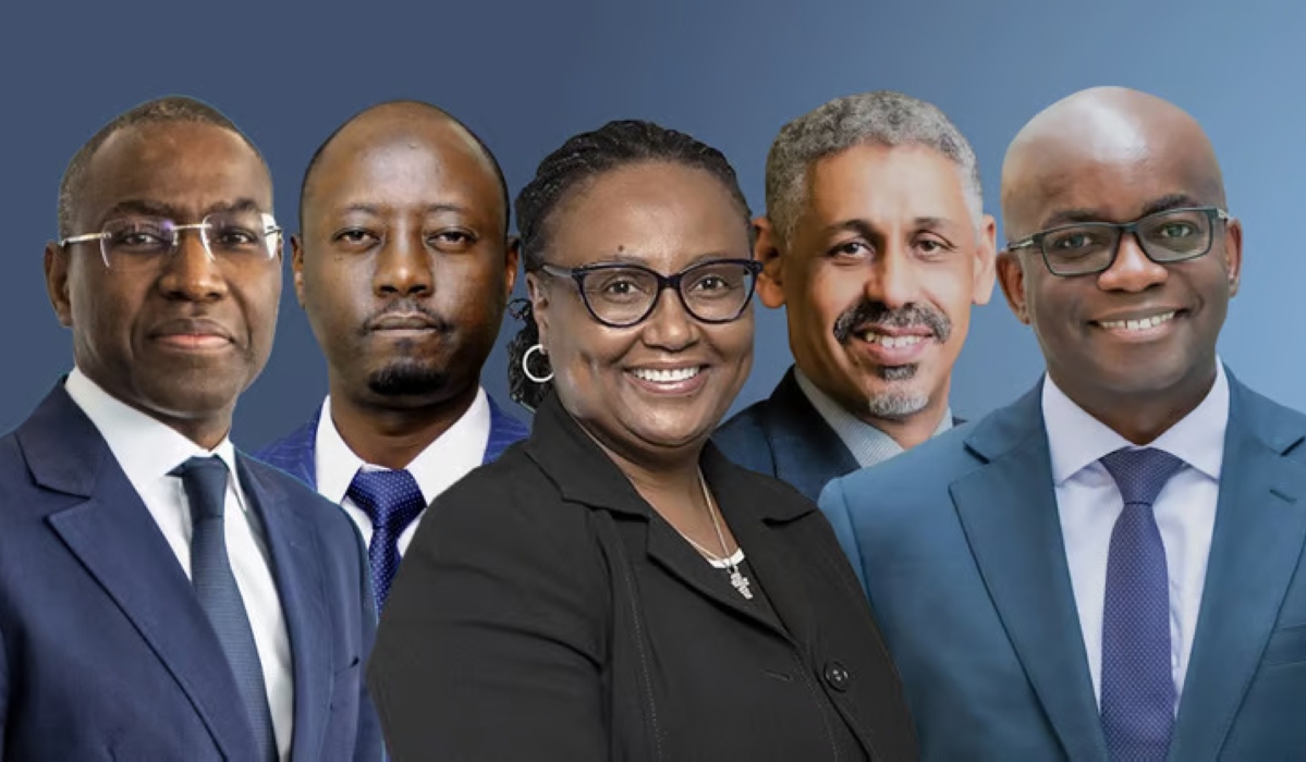 L-R: Amadou Hott, Mahamat Abbas Tolli, Bajabulile Swazi Tshabalala, Sidi Ould Tah, and Samuel Munzele Maimbo.