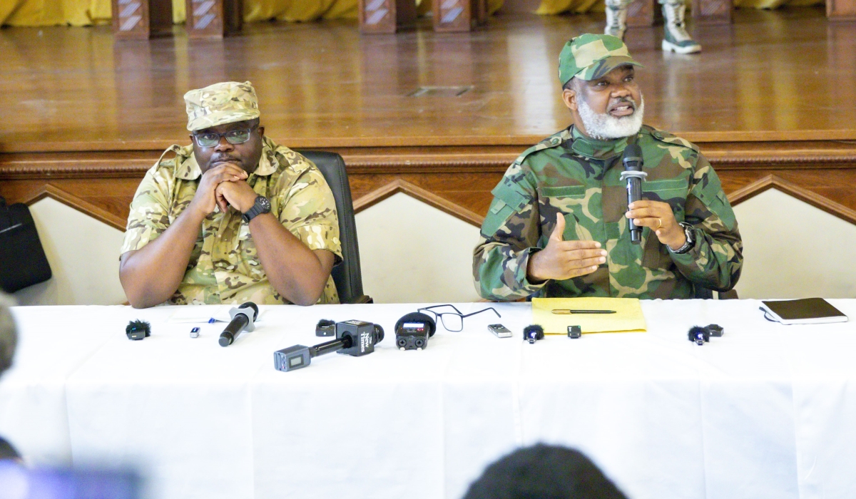 Bertrand Bisimwa, M23&#039;s political leader and Corneille Nangaa, the leader of a political-military coalition, Alliance Fleuve Congo (AFC) during a press conference in Goma on Thursday, January 30. Emmanuel Dushimimana