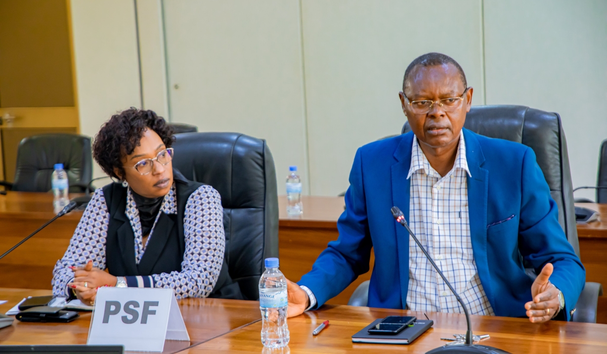 Thérèse Sekamana, the Chairperson of the Specialized Cluster at PSF during the meeting with the Parliamentary Committee on Unity, Human Rights, and the Fight Against Genocide. Courtesy