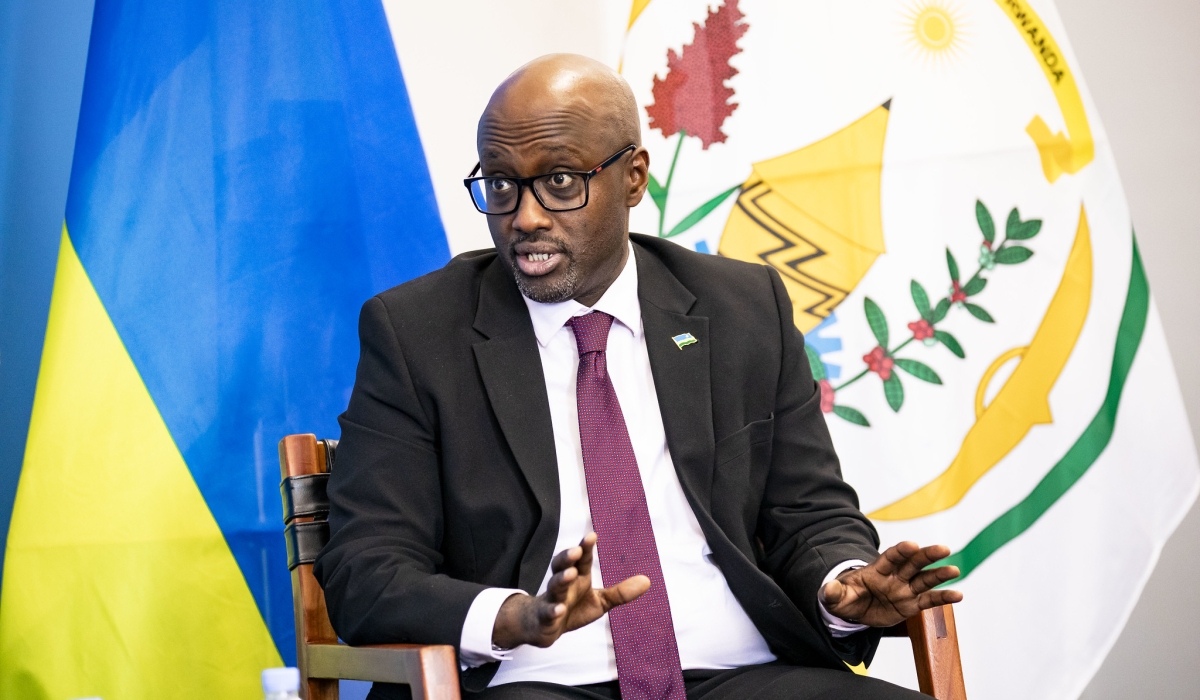 The Minister of Foreign Affairs and International Cooperation olivier Nduhungirehe during an  interview on  October 30, 2024. Photo by Emmanuel Dushimimana.